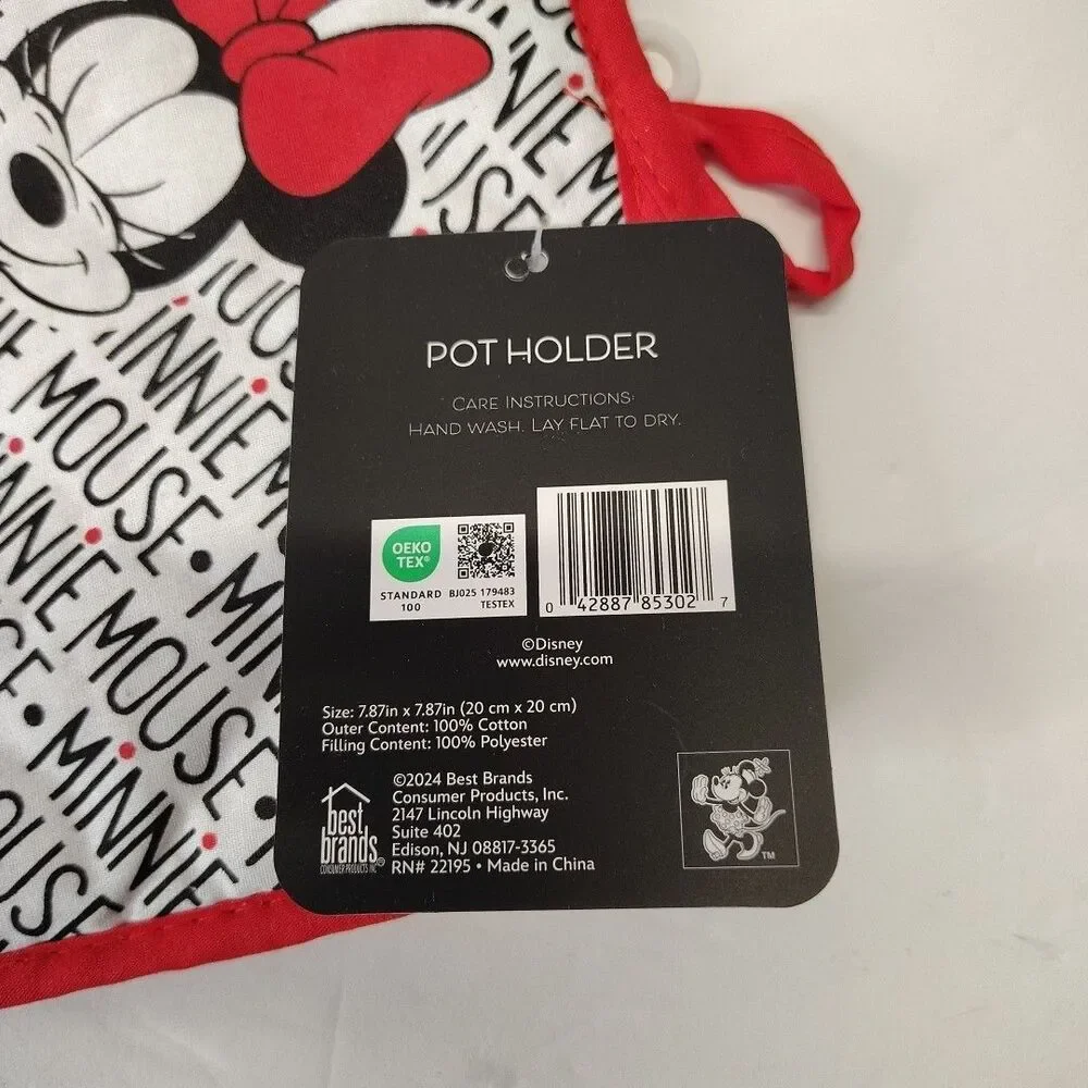 Disney Minnie Mouse Oven Mitt Pot Holder Red Black White 2 Pieces